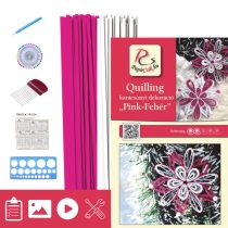   Pink-Fehér - Quilling minta (200db csík 10db mintához, leírás, eszközök)