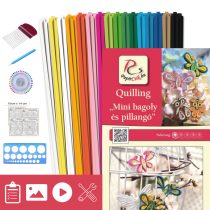   Mini bagoly és pillangó - Quilling minta (180db csík 24db mintához, leírás, eszközök)